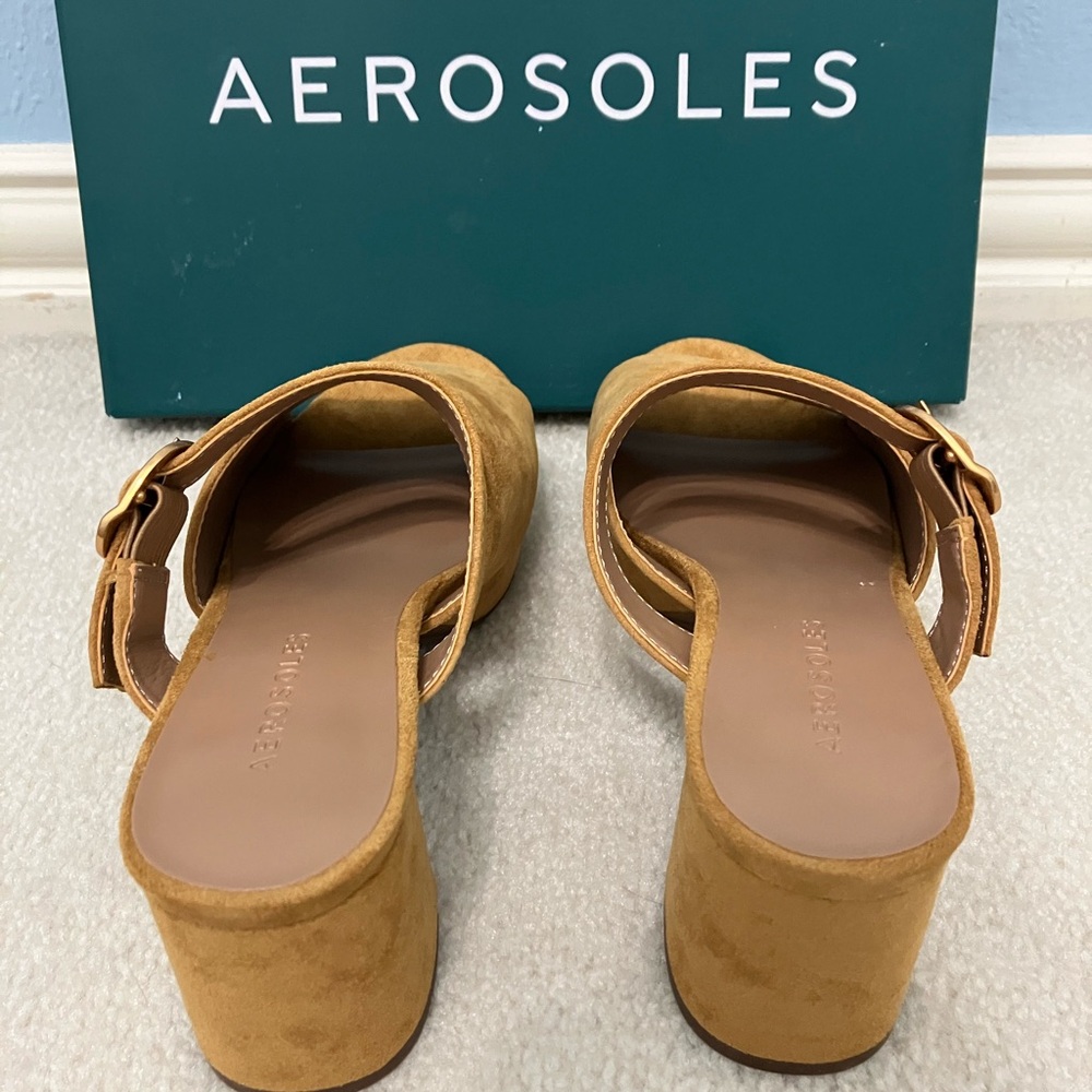 AEROSOLES Women's Brown Faux Suede Mules - Picture 5 of 7